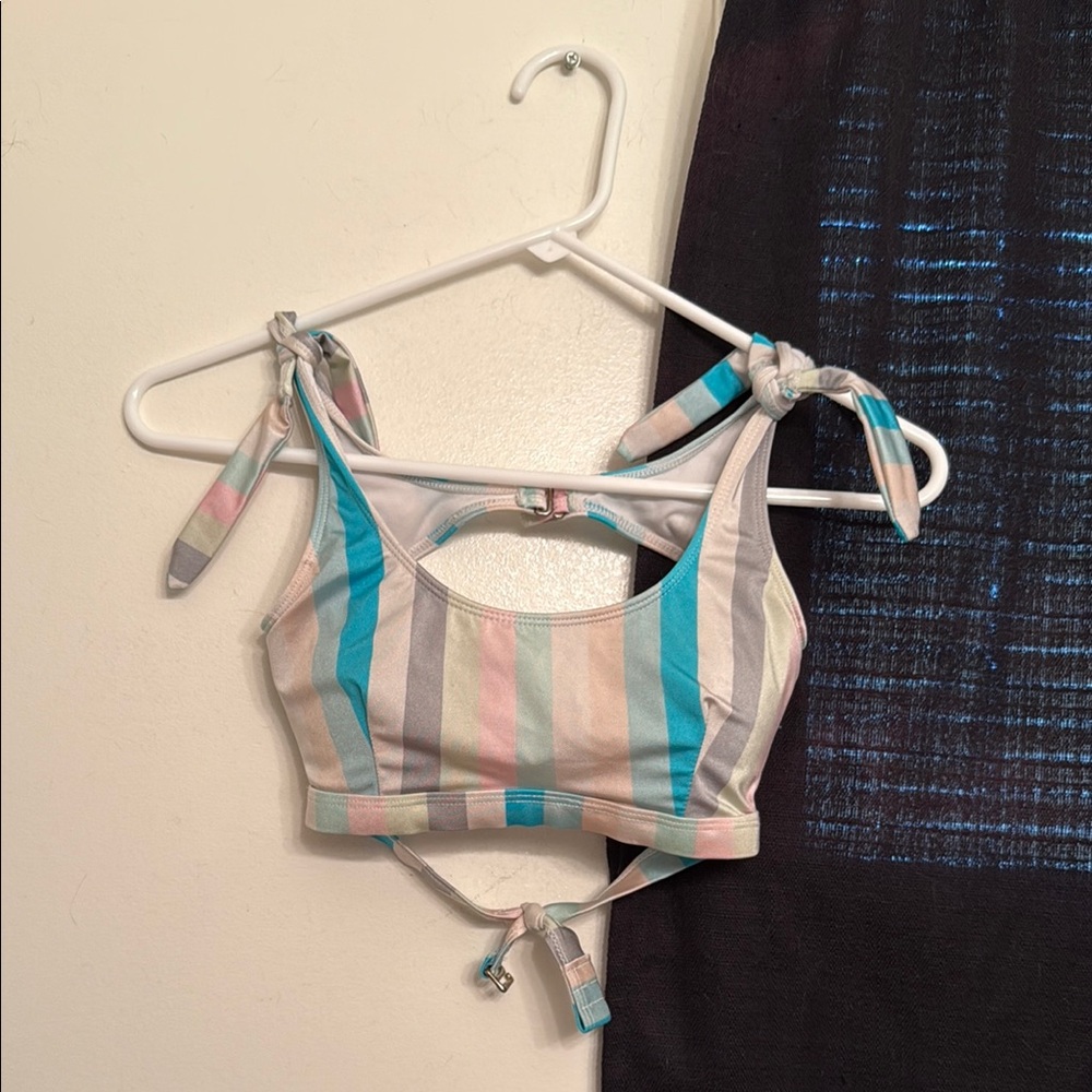 Striped Tie-Shoulder bikini top